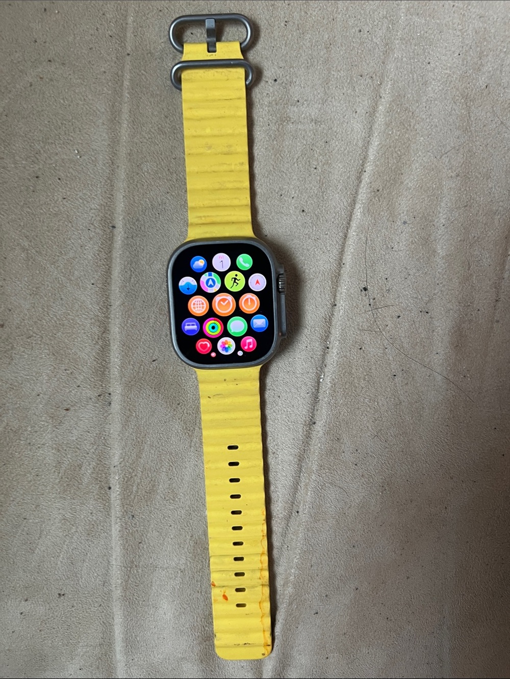Apple Watch Ultra with Yellow Ocean Band - Titanium Smartwatch - GPS/cellular
